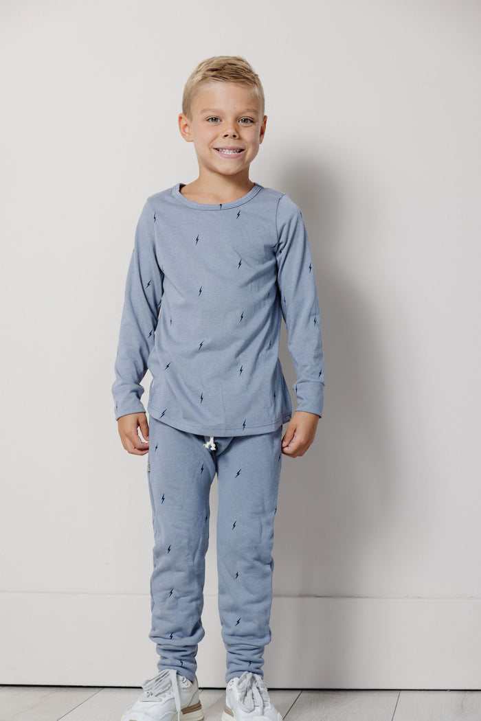 gusset pants - bolts on mineral blue