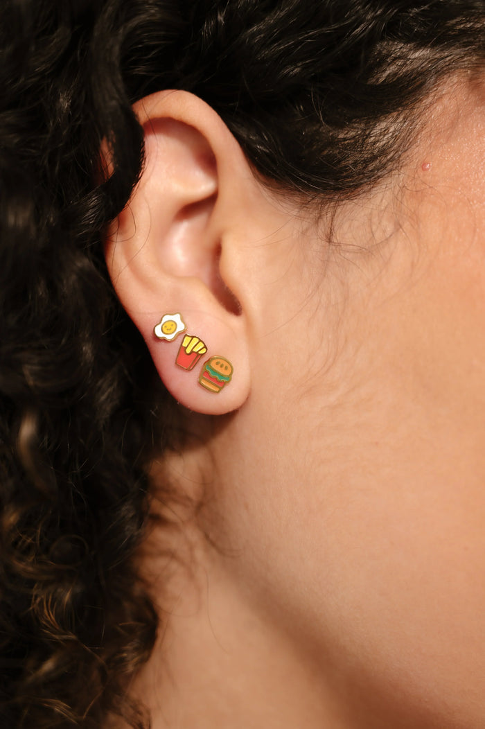 Hamburger Enamel Flat Back Stud