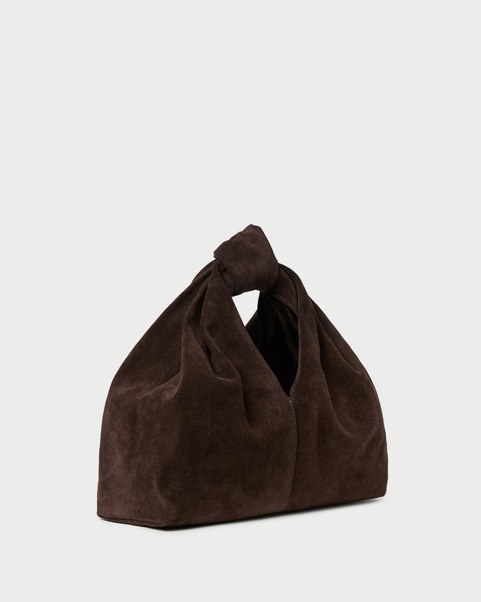 Helga Brown Suede Knot Clutch