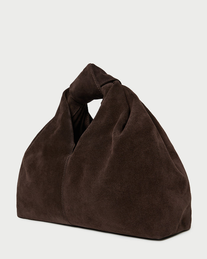 Helga Brown Suede Knot Clutch