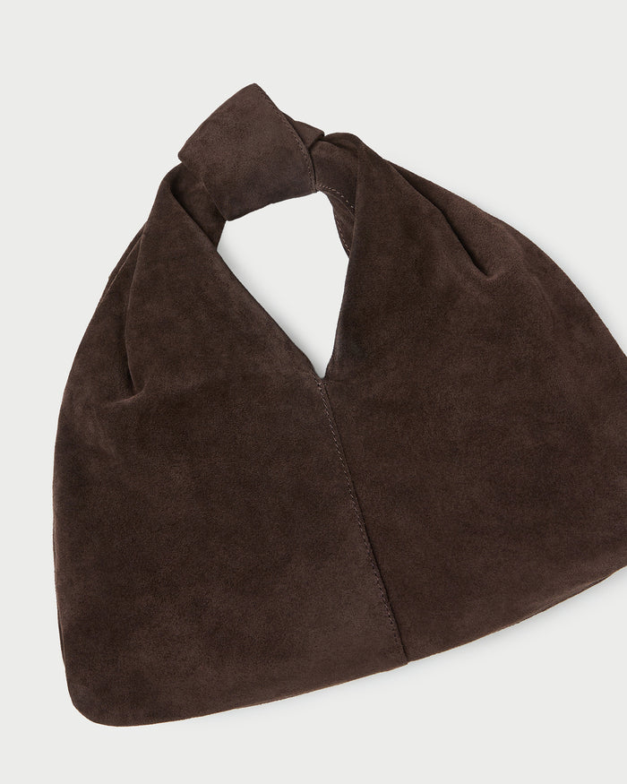 Helga Brown Suede Knot Clutch