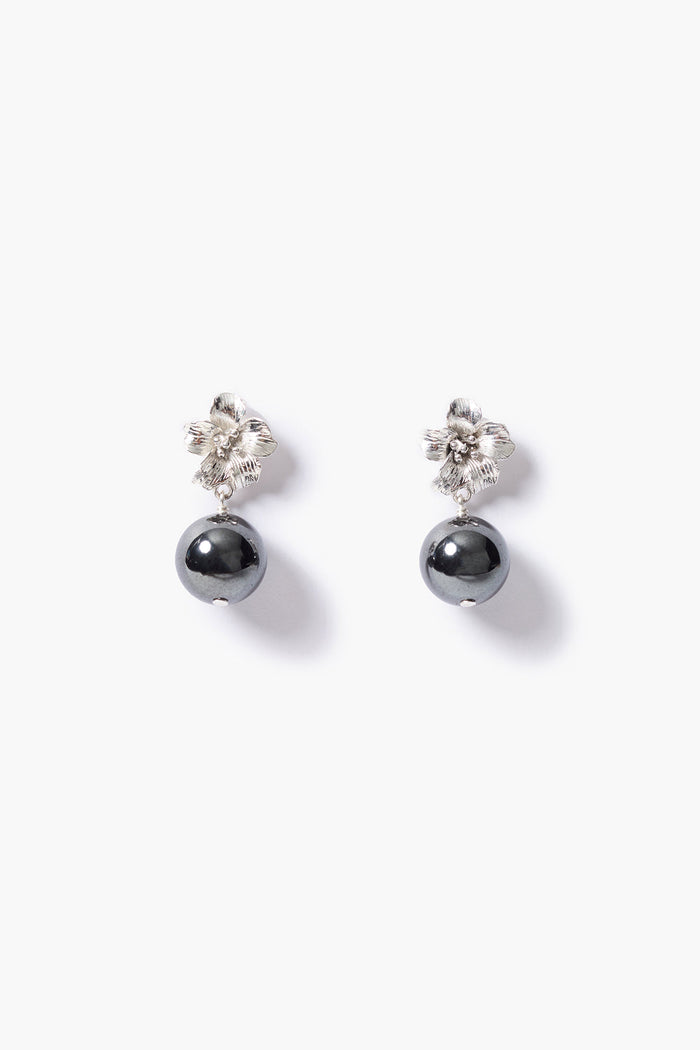 Hibiscus Drop Earrings Hematite