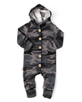 hooded romper - black camo