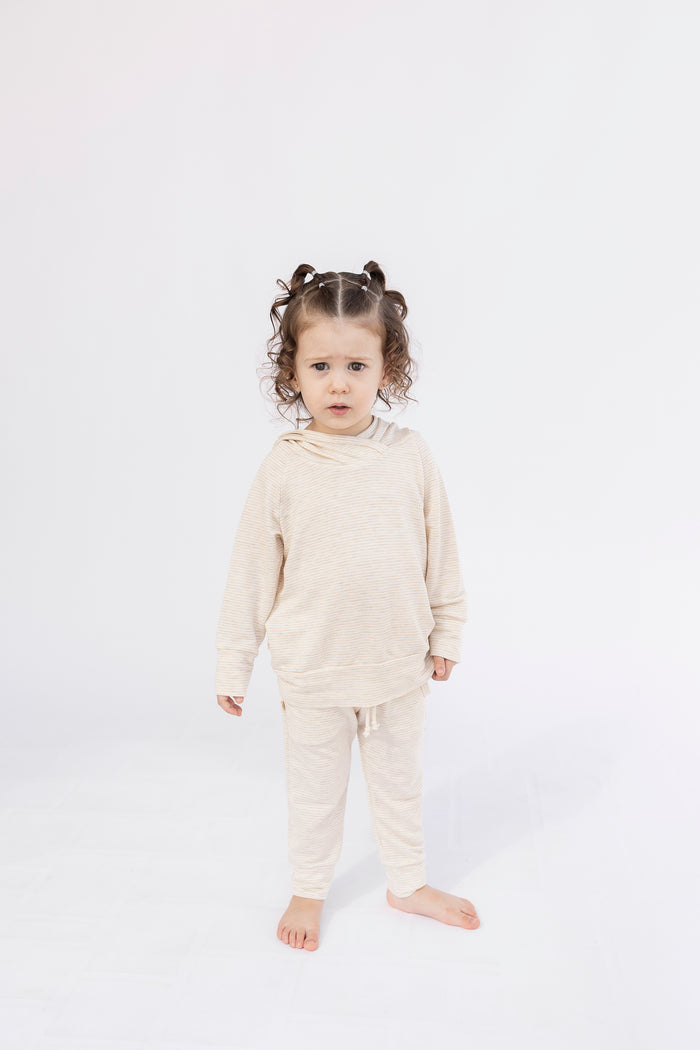 hoodie set - oatmeal stripe