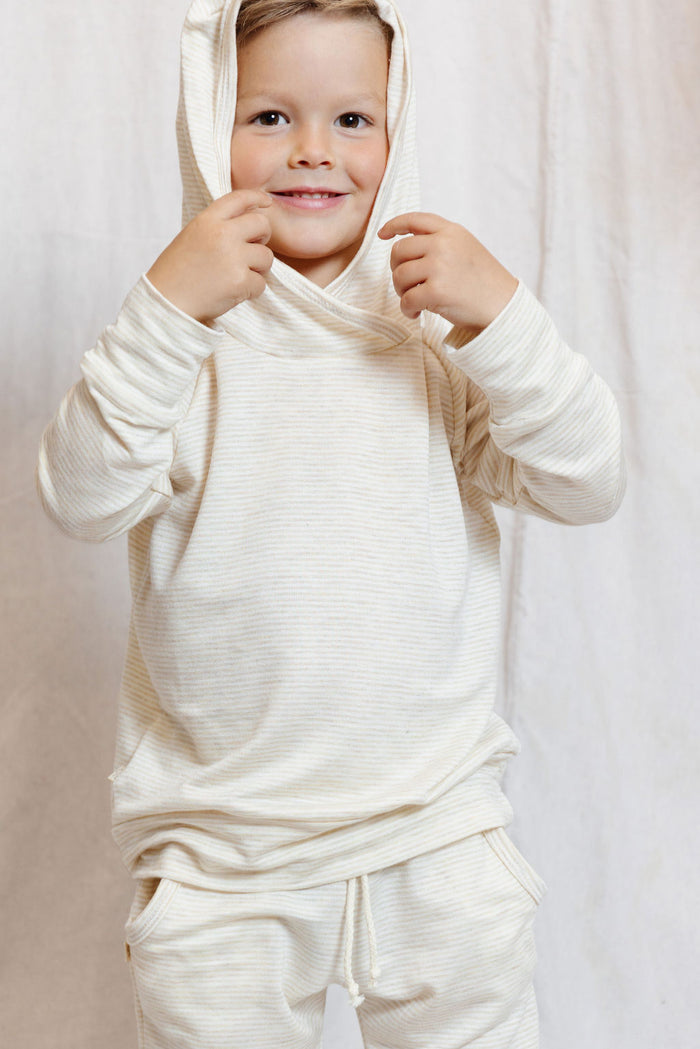 hoodie set - oatmeal stripe
