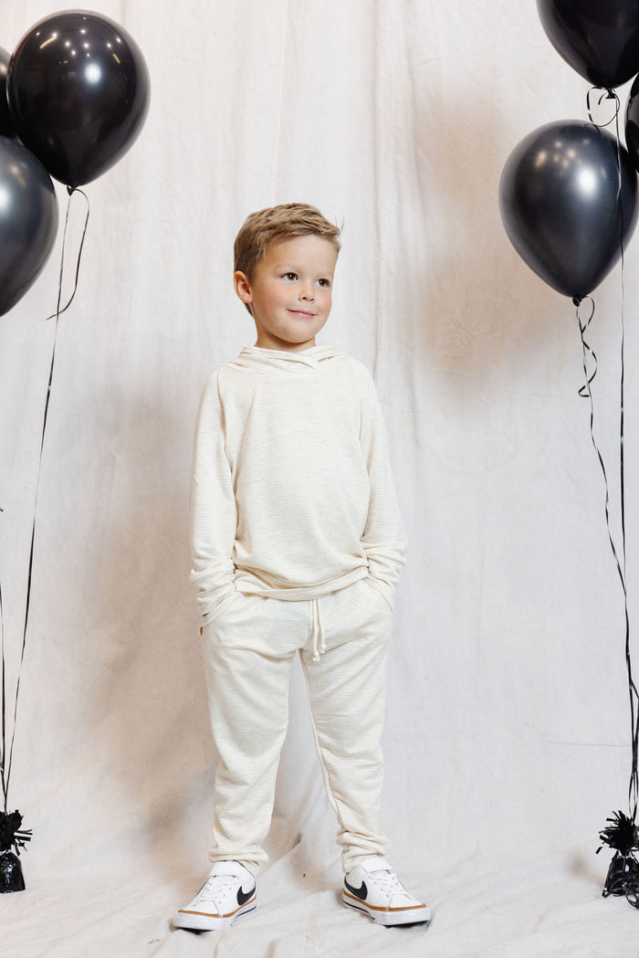hoodie set - oatmeal stripe