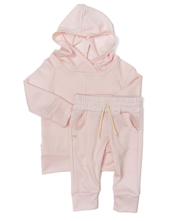 hoodie set - pink stripe