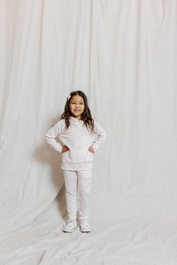 hoodie set - pink stripe
