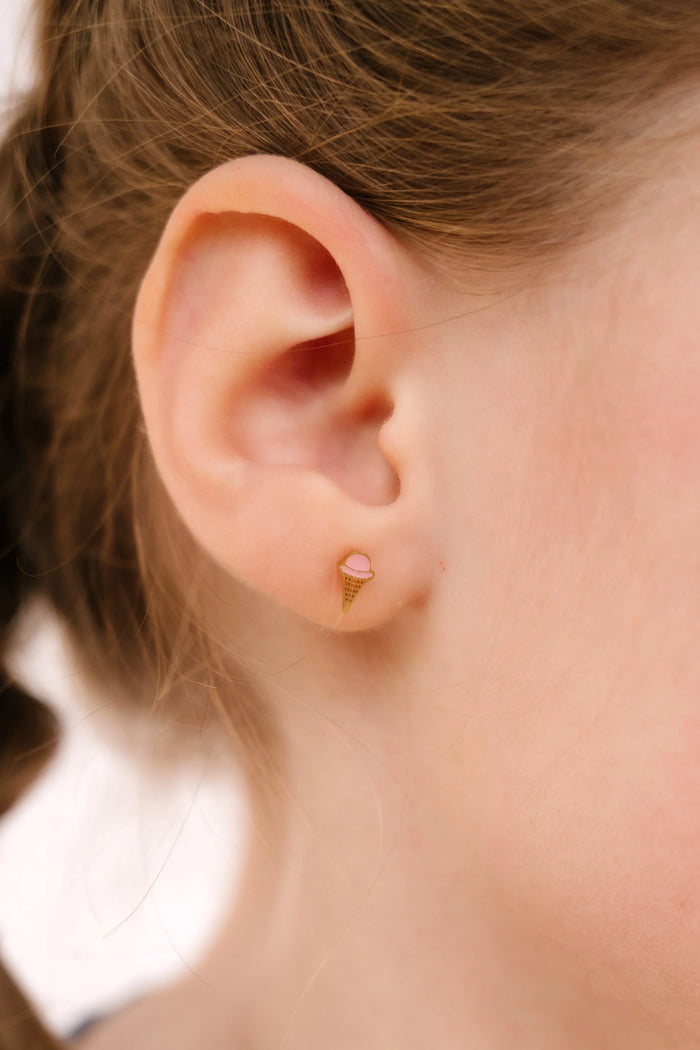 Ice Cream Cone Enamel Flat Back Stud