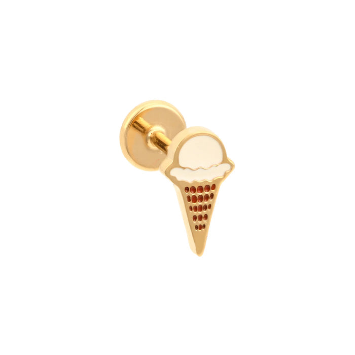 Ice Cream Cone Enamel Flat Back Stud