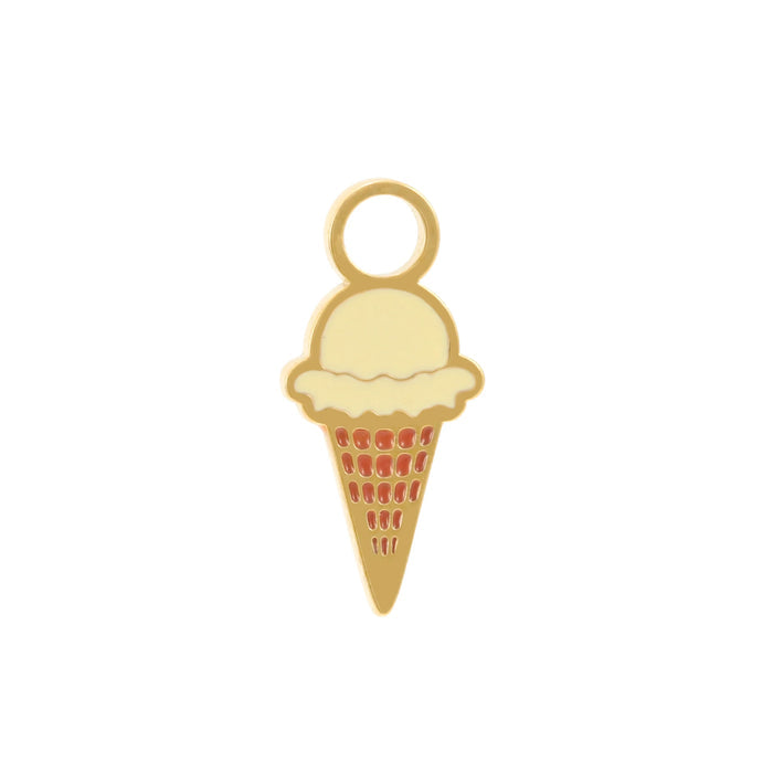 Ice Cream Cone Enamel Hoop Charm