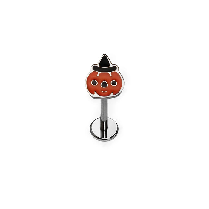 Jack O'Lantern Enamel Flat Back Stud