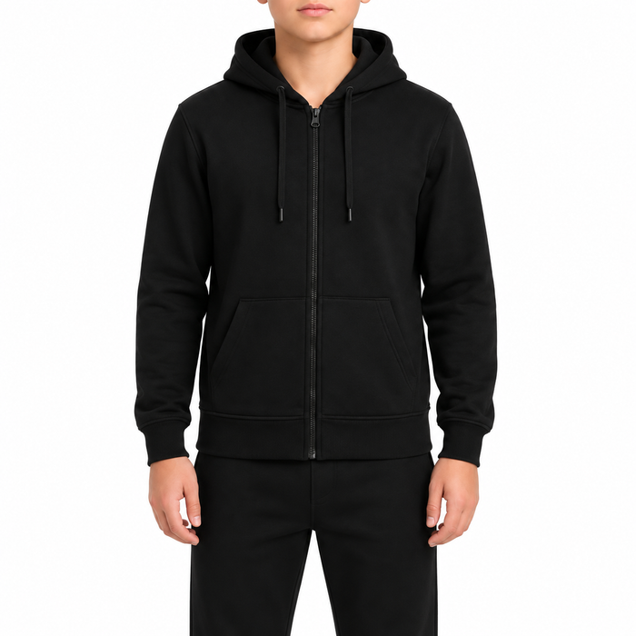 Junior Unisex Solid Full Zip Hoodie