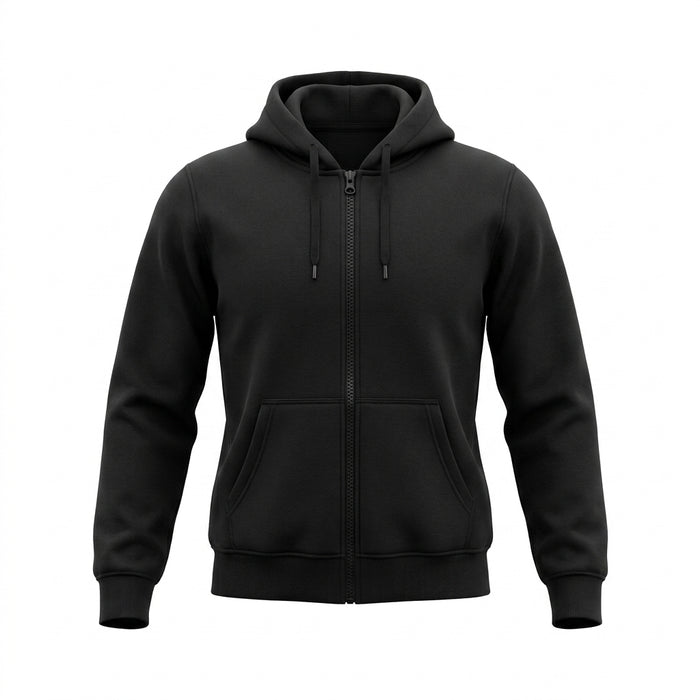 Men Solid Full Zip Hoodie
