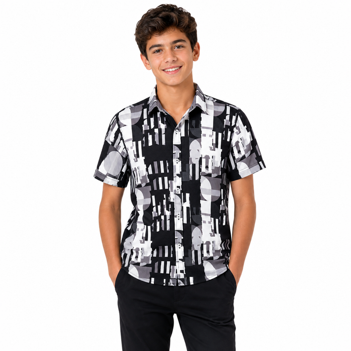Kids Abstract Print Ribbed Shirt