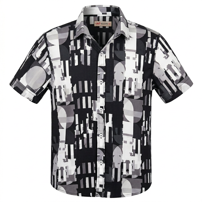 Kids Abstract Print Ribbed Shirt