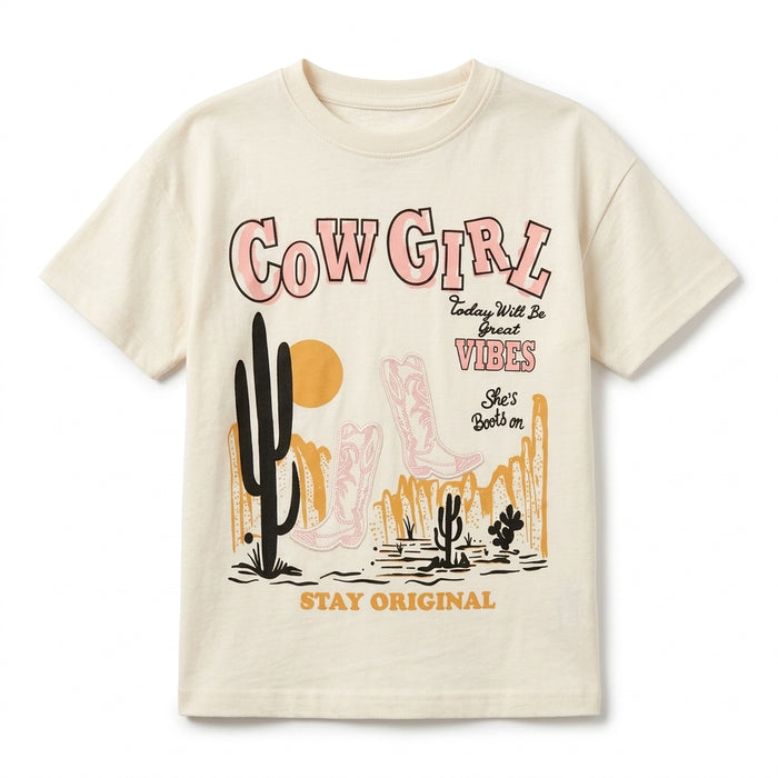 Kids Cow Girl Graphic T Shirt