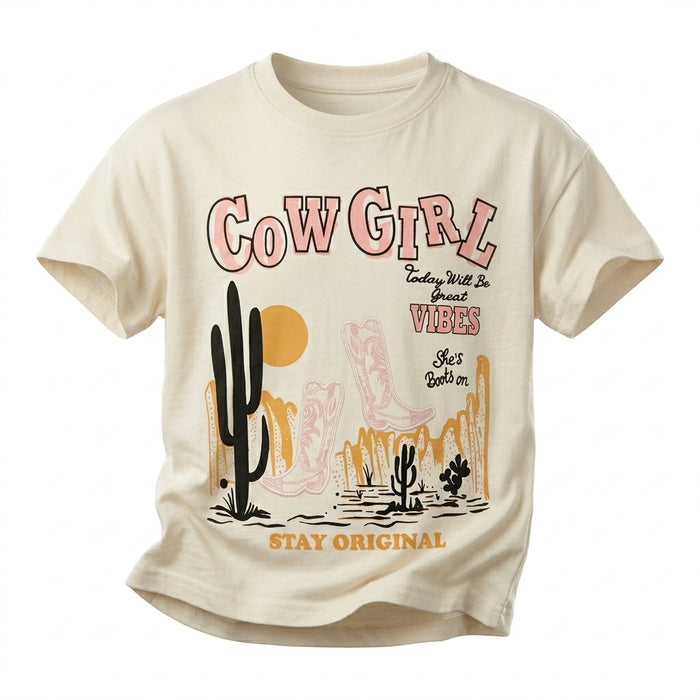 Kids Cow Girl Graphic T Shirt