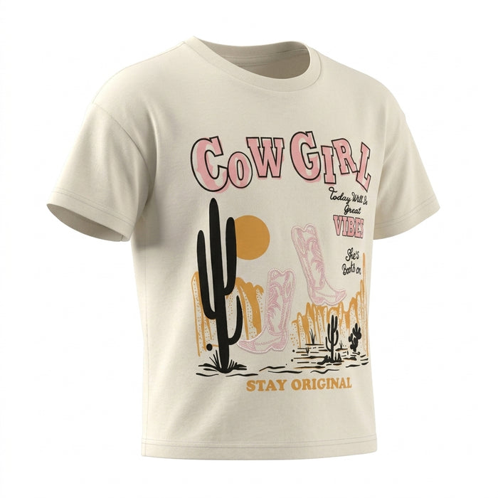 Kids Cow Girl Graphic T Shirt