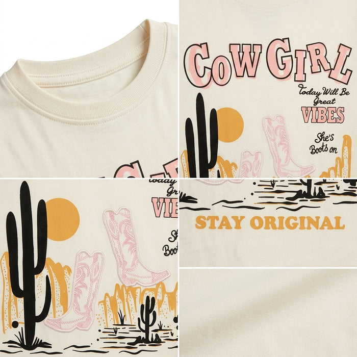 Kids Cow Girl Graphic T Shirt