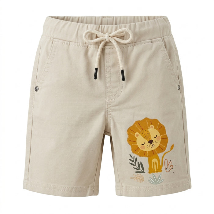 Kids Drawstring Shorts With Lion Print