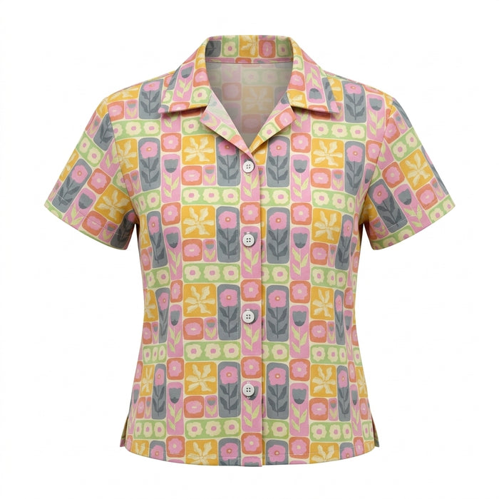 Kids Floral Patchwork Shirt And Shorts Set