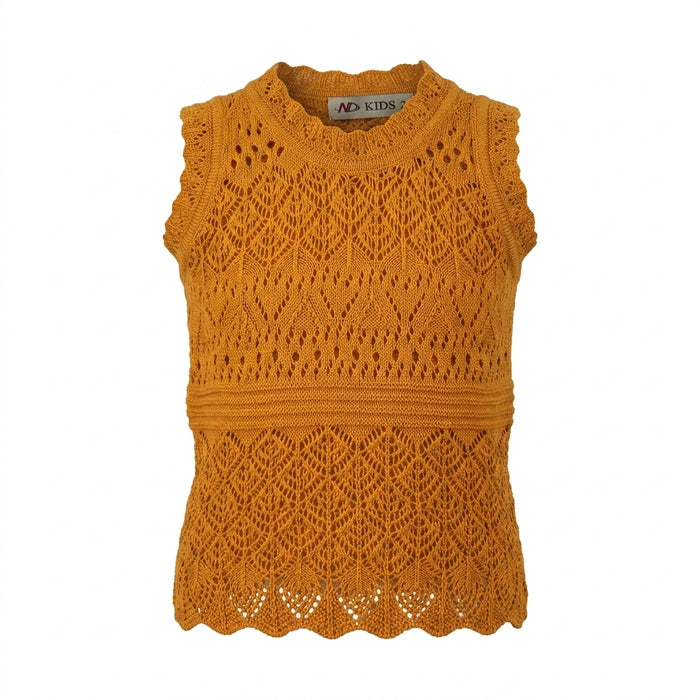 Kids Knit Sleeveless Top And Skirt Set