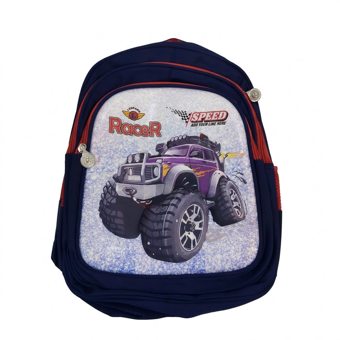 Kids Monster Truck School Backpack Racer Design Size 14 Inch
