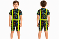 Kids Neon Splash Print Short Sleeve Swimsuit