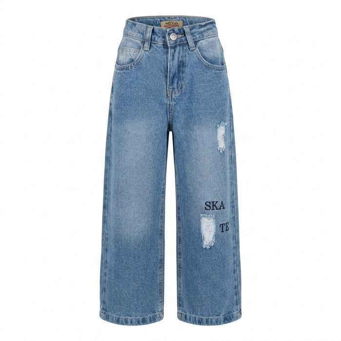 Kids Skate Print Wide Leg Jeans