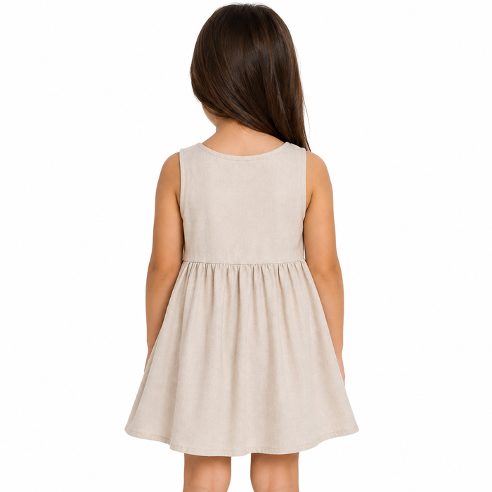 Kids Sleeveless Dress With Woven Front Panel