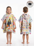 Kids Story Print Hooded Beach Towel Poncho