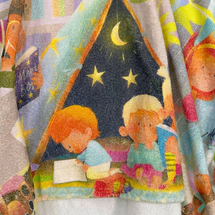 Girls Story Print Hooded Beach Towel Poncho