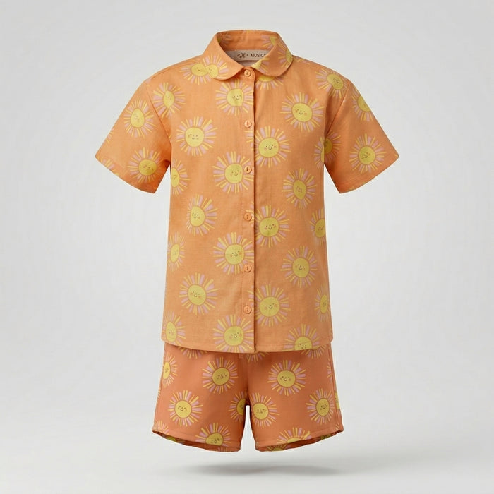 Kids Su Hine Print Shirt And Shorts Set