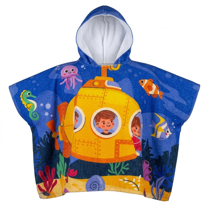 Kids Underwater Adventure Hooded Beach Towel Poncho