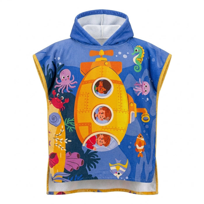 Kids Underwater Adventure Hooded Beach Towel Poncho
