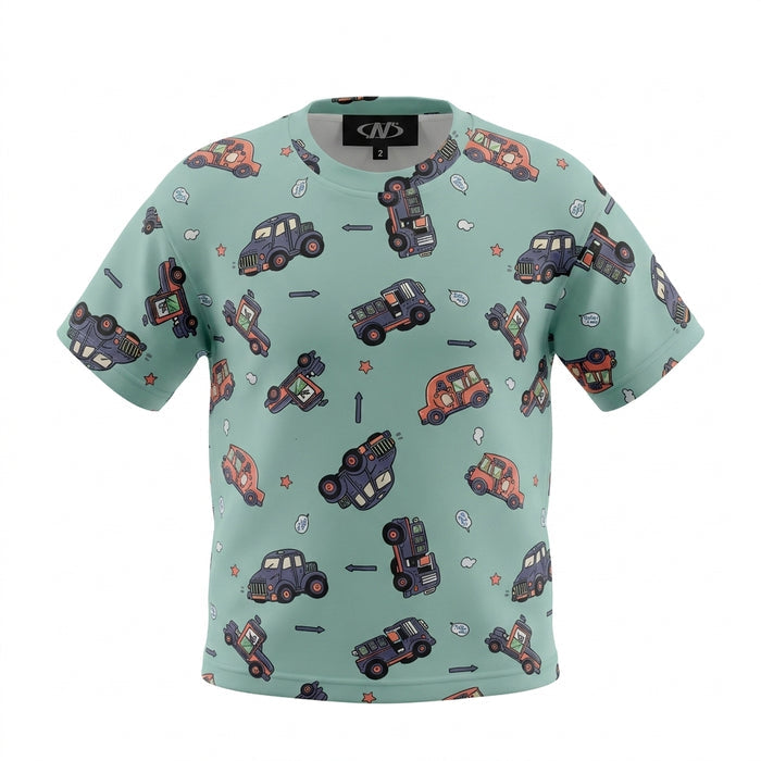 Kids Vehicle Print T Shirt And Shorts Set