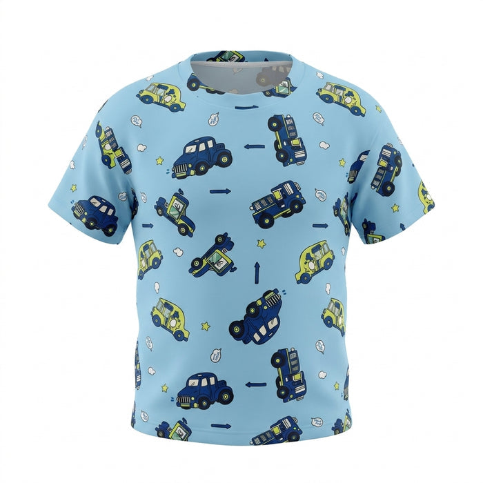 Kids Vehicle Print T Shirt And Shorts Set