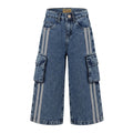 Kids Wide Leg Cargo Jeans With Side Stripe