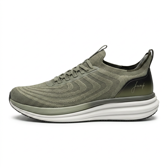 Knit Lace Up Sneakers With Heel Panel