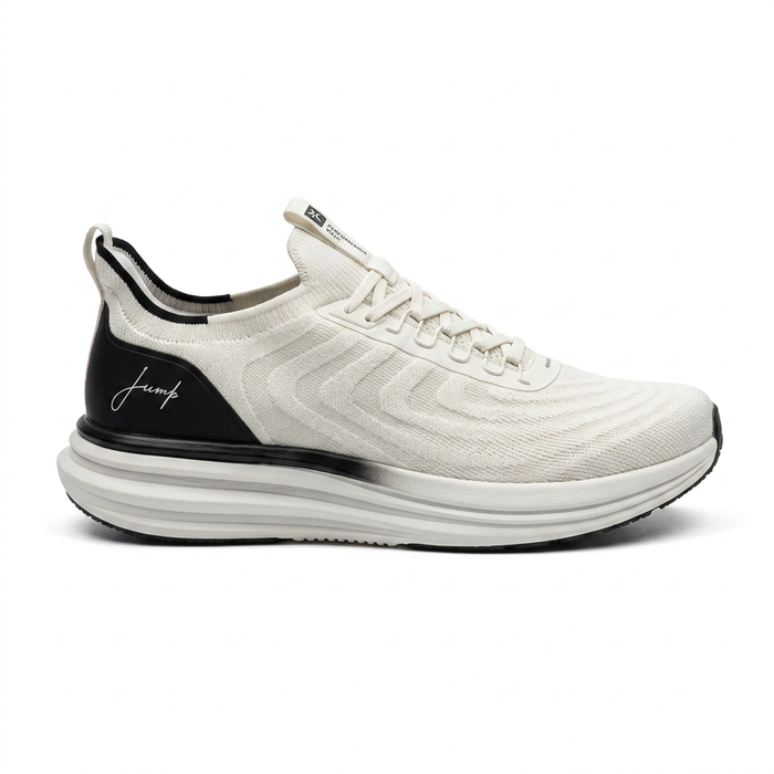 Knit Lace Up Sneakers With Heel Panel