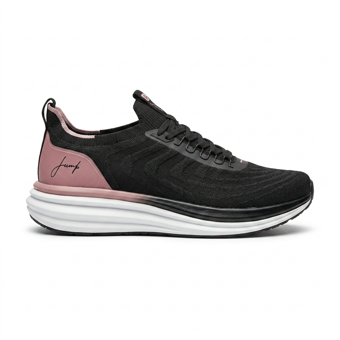 Knit Running Sneakers With Blush Heel Panel