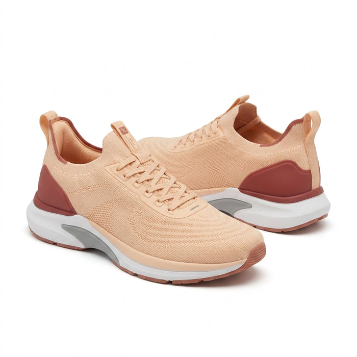 Knit Running Sneakers With Blush Heel Panel