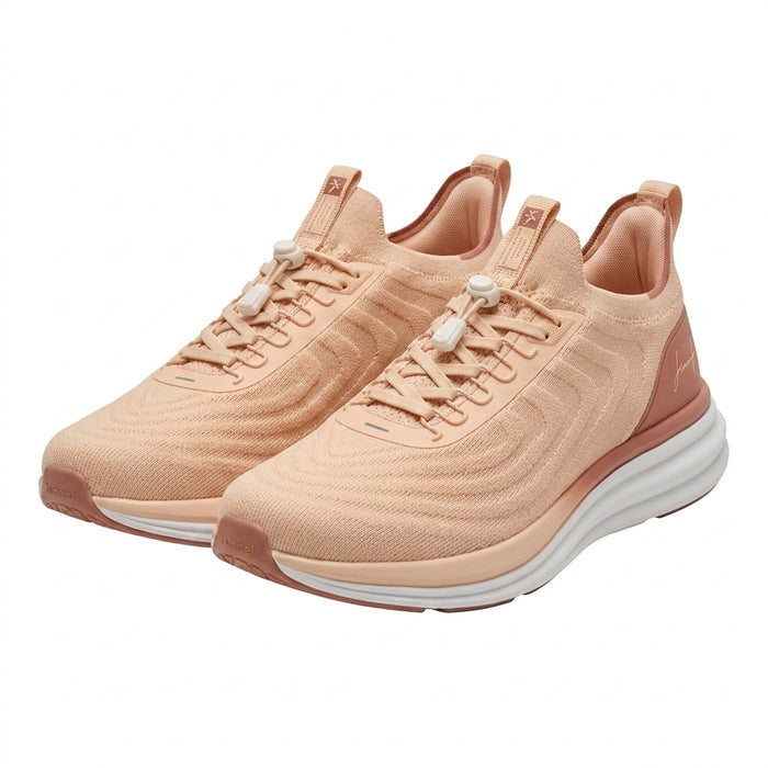 Knit Running Sneakers With Blush Heel Panel