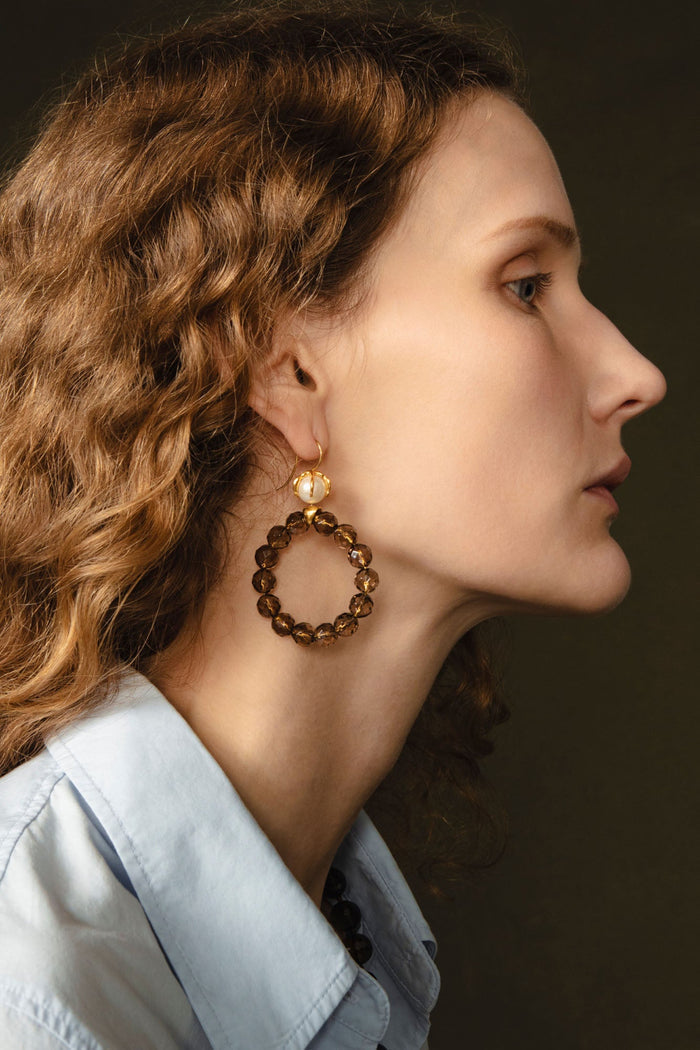 Lark Hoop Earrings Smoky Quartz