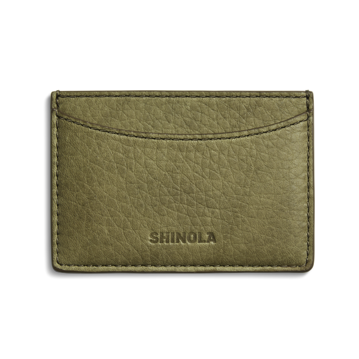 Leather 3 Pocket Card Case - Olive