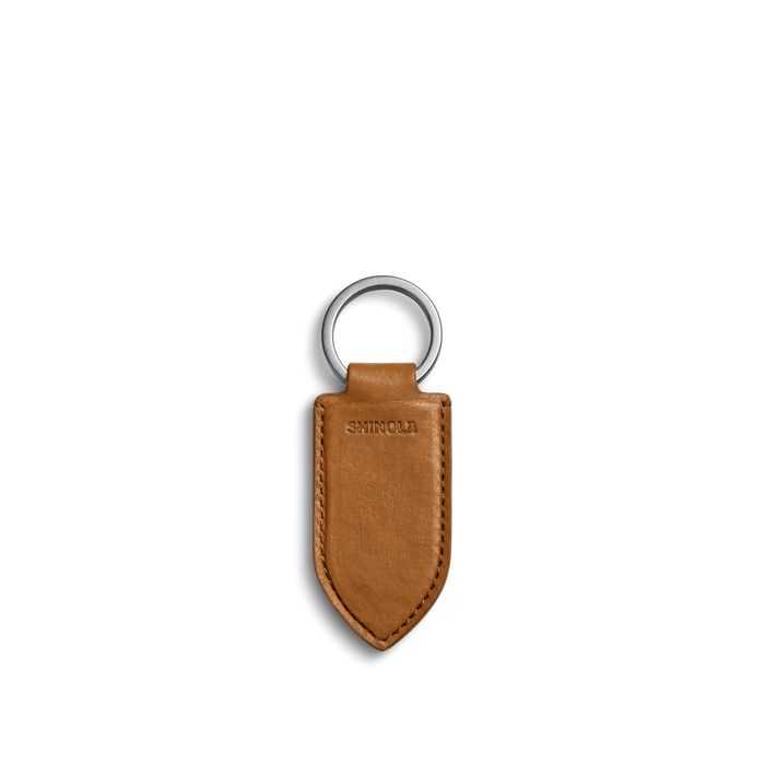 Leather Monogram Key Fob - Tan