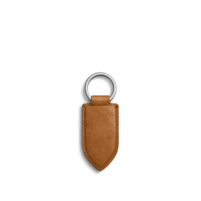 Leather Monogram Key Fob - Tan