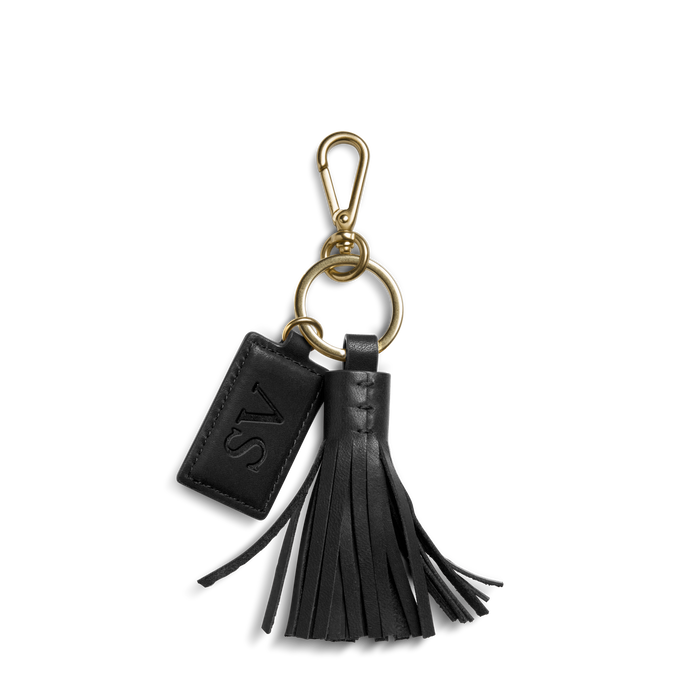 Leather Tassel Keychain - Black