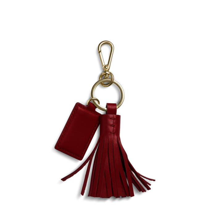 Leather Tassel Keychain - Ruby